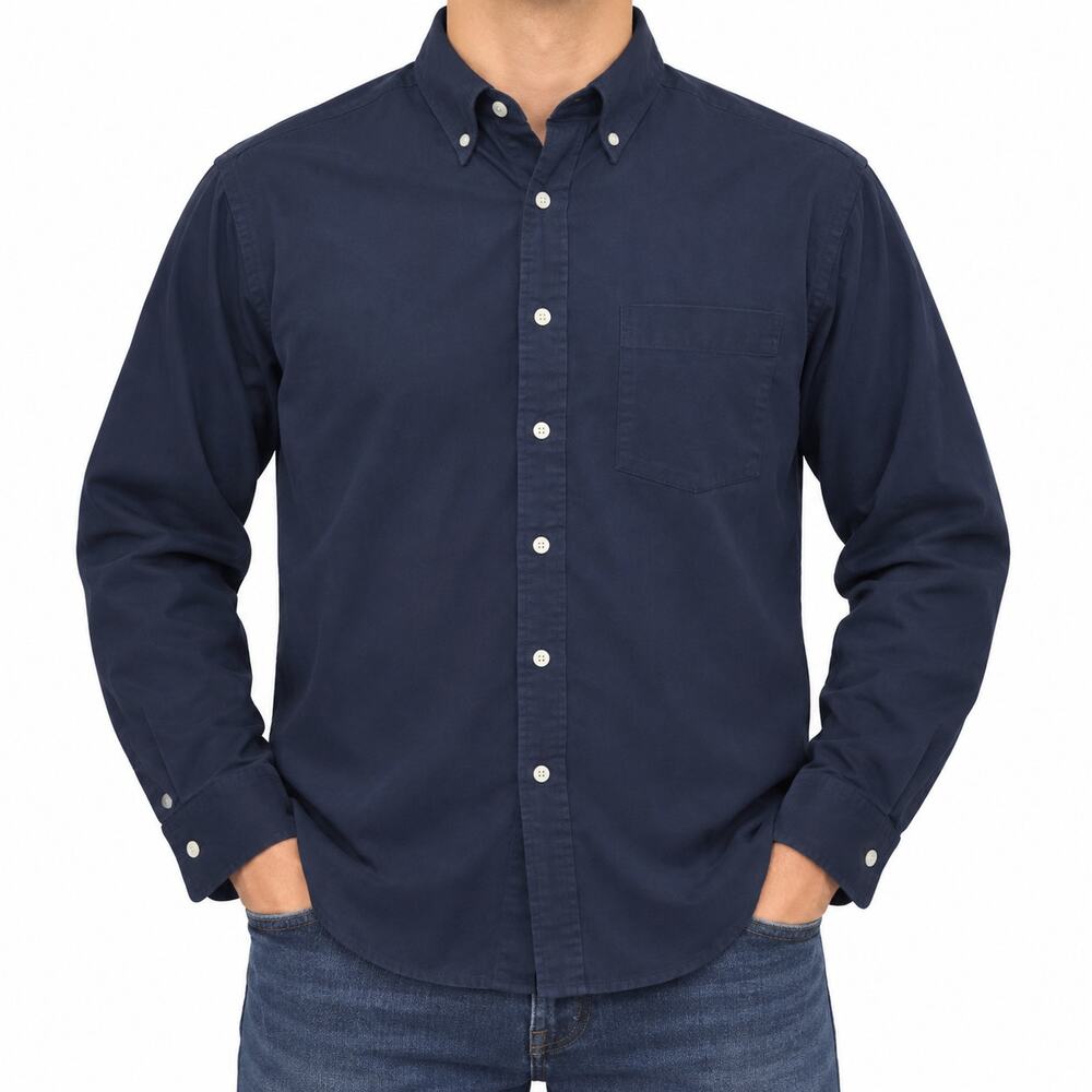 Brooks Brothers Red Fleece Shirt Mens Large Blue Solid Button Down Casual